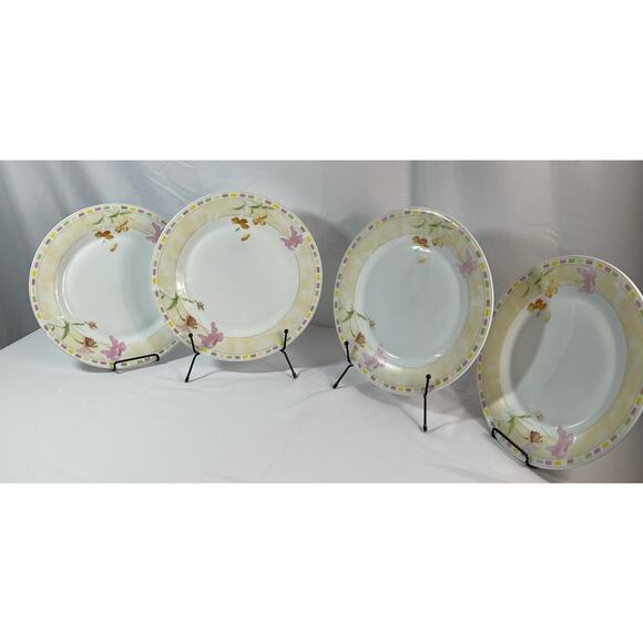 Set of 4 Vintage Unimax Yellow Floral Dinner Plates - Picture 2 of 6